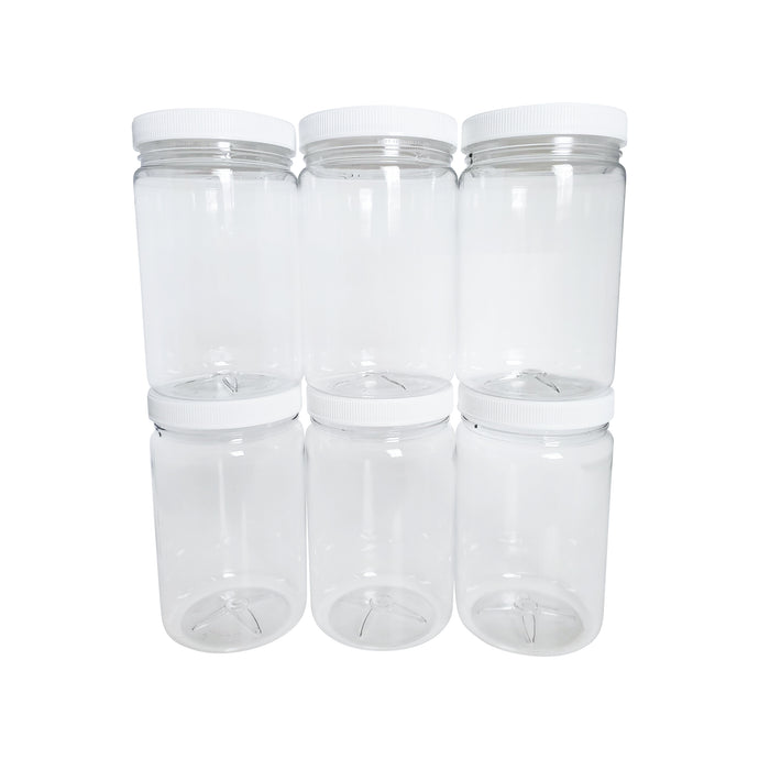 kelkaa 32oz PET Plastic Jars - Pack of 6