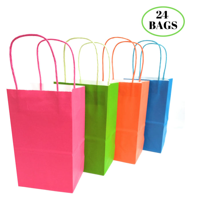kelkaa Kraft Party Paper Bags - Neon Assorted Colors (5.25x3.5x8.5
