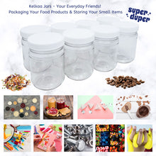 Load image into Gallery viewer, kelkaa 12oz Clear PET Plastic Jars with White Ribbed PE Lined Caps (Pack of 8)