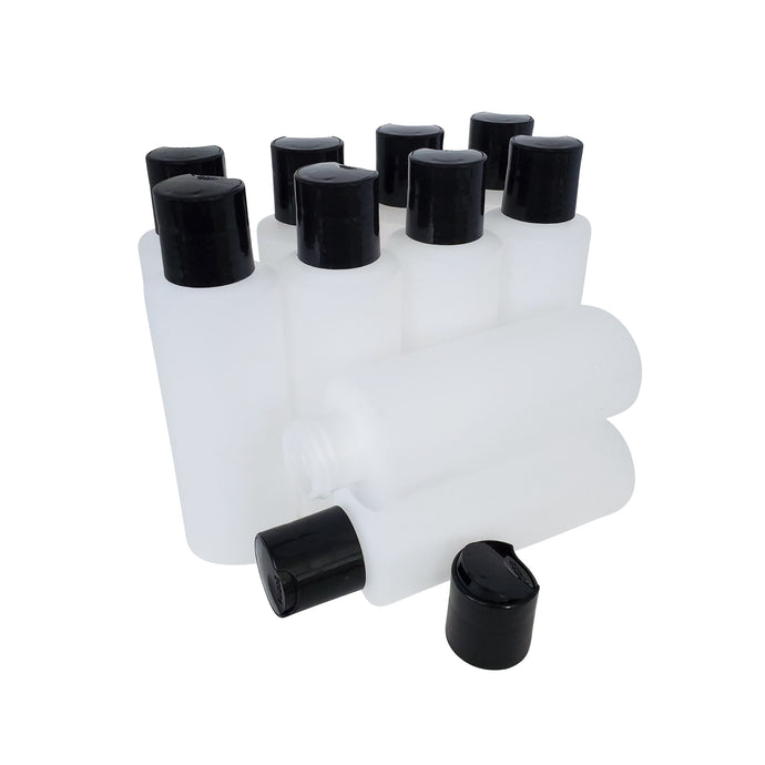 kelkaa 4oz HDPE HDPE Plastic Squeeze Bottles with Black Press Caps (Pack of 10)