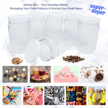 Load image into Gallery viewer, kelkaa 17oz Clear PET Plastic Jars with White Ribbed PE Lined Caps (Pack of 6)