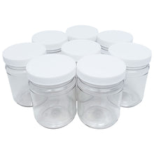 Load image into Gallery viewer, kelkaa 12oz Clear PET Plastic Jars with White Ribbed PE Lined Caps (Pack of 8)