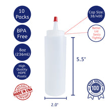 Load image into Gallery viewer, kelkaa 8oz HDPE Plastic Squeeze Bottles with Red Yorker Cap (Pack of 10)