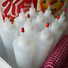 Load image into Gallery viewer, kelkaa 16oz HDPE Plastic Squeeze Bottles with Red Yorker Caps (Pack of 10)