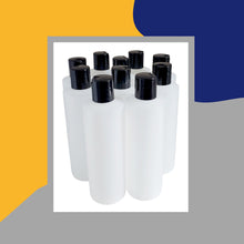Load image into Gallery viewer, kelkaa 8oz HDPE Plastic Squeeze Bottles with Black Press Caps (Pack of 10)