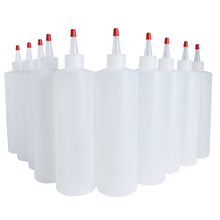 Load image into Gallery viewer, kelkaa 16oz HDPE Plastic Squeeze Bottles with Red Yorker Caps (Pack of 10)