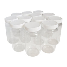 Load image into Gallery viewer, kelkaa 8oz Clear PET Plastic Jars with White Ribbed Caps - Pack of 12