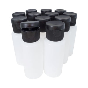 kelkaa 1oz HDPE Plastic Squeeze Bottles with Black Flip Caps (Pack of 12)