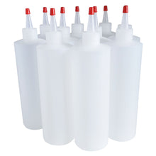 Load image into Gallery viewer, kelkaa 16oz HDPE Plastic Squeeze Bottles with Red Yorker Caps (Pack of 10)