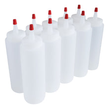Load image into Gallery viewer, kelkaa 8oz HDPE Plastic Squeeze Bottles with Red Yorker Cap (Pack of 10)