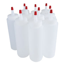 Load image into Gallery viewer, kelkaa 8oz HDPE Plastic Squeeze Bottles with Red Yorker Cap (Pack of 10)