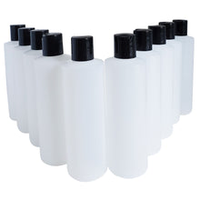 Load image into Gallery viewer, kelkaa 8oz HDPE Plastic Squeeze Bottles with Black Press Caps (Pack of 10)