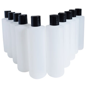 kelkaa 8oz HDPE Plastic Squeeze Bottles with Black Press Caps (Pack of 10)