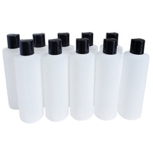 Load image into Gallery viewer, kelkaa 8oz HDPE Plastic Squeeze Bottles with Black Press Caps (Pack of 10)