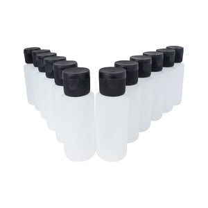 kelkaa 1oz HDPE Plastic Squeeze Bottles with Black Flip Caps (Pack of 12)