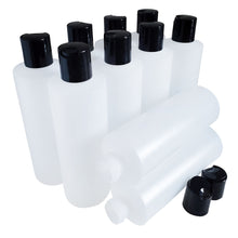 Load image into Gallery viewer, kelkaa 8oz HDPE Plastic Squeeze Bottles with Black Press Caps (Pack of 10)
