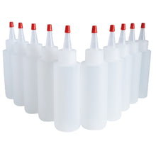 Load image into Gallery viewer, kelkaa 4oz HDPE Plastic Squeeze Bottles with Red Yorker Caps (Pack of 10)