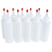 Load image into Gallery viewer, kelkaa 4oz HDPE Plastic Squeeze Bottles with Red Yorker Caps (Pack of 10)