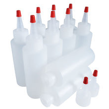 Load image into Gallery viewer, kelkaa 4oz HDPE Plastic Squeeze Bottles with Red Yorker Caps (Pack of 10)