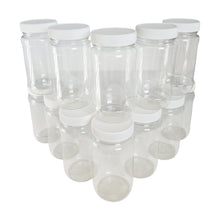 Load image into Gallery viewer, kelkaa 8oz Clear PET Plastic Jars with White Ribbed Caps - Pack of 12