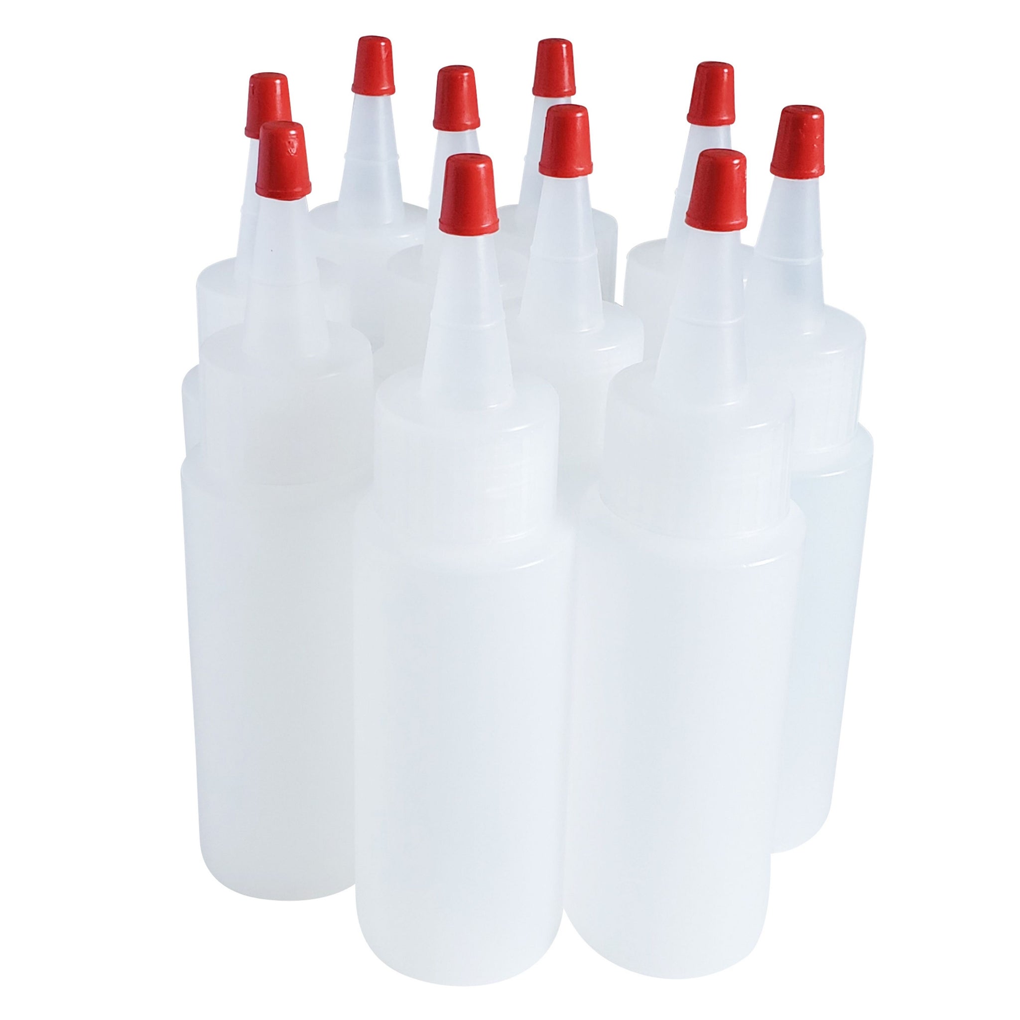 kelkaa 2oz HDPE Plastic Squeeze Bottles with Red Yorker Caps (Pack of