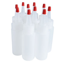 Load image into Gallery viewer, kelkaa 2oz HDPE Plastic Squeeze Bottles with Red Yorker Caps (Pack of 10)