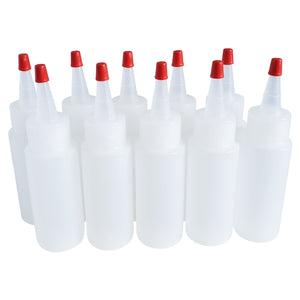 kelkaa 2oz HDPE Plastic Squeeze Bottles with Red Yorker Caps (Pack of 10)