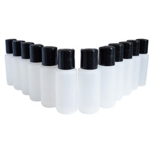 Load image into Gallery viewer, kelkaa 1oz HDPE Plastic Bottles with Black Press Caps (Pack of 12)