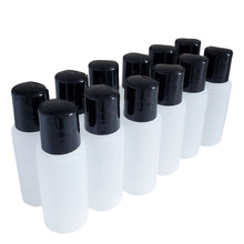 Load image into Gallery viewer, kelkaa 1oz HDPE Plastic Bottles with Black Press Caps (Pack of 12)