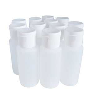 kelkaa 1oz HDPE Plastic Squeeze Bottles with White Flip Caps (Pack of 12)