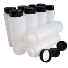 Load image into Gallery viewer, kelkaa 8oz HDPE Plastic Squeeze Bottles with Black Flip Top Caps