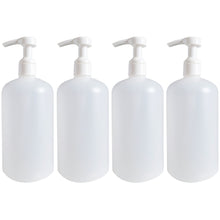 Load image into Gallery viewer, kelkaa 32oz Boston Round Plastic Bottles with White Smooth Lotion Pump - 28/410 (Pack of 4)