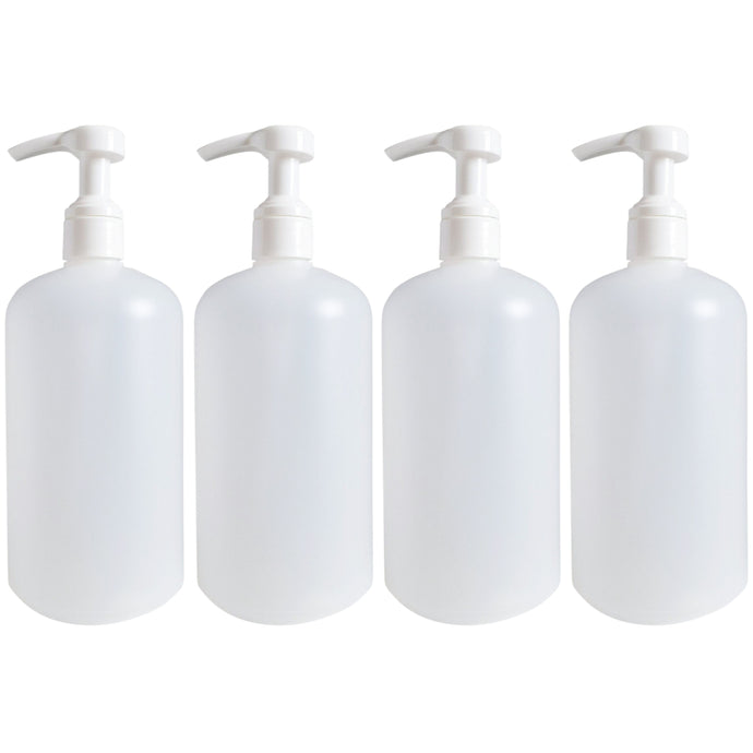 kelkaa 32oz Boston Round Plastic Bottles with White Smooth Lotion Pump - 28/410 (Pack of 4)