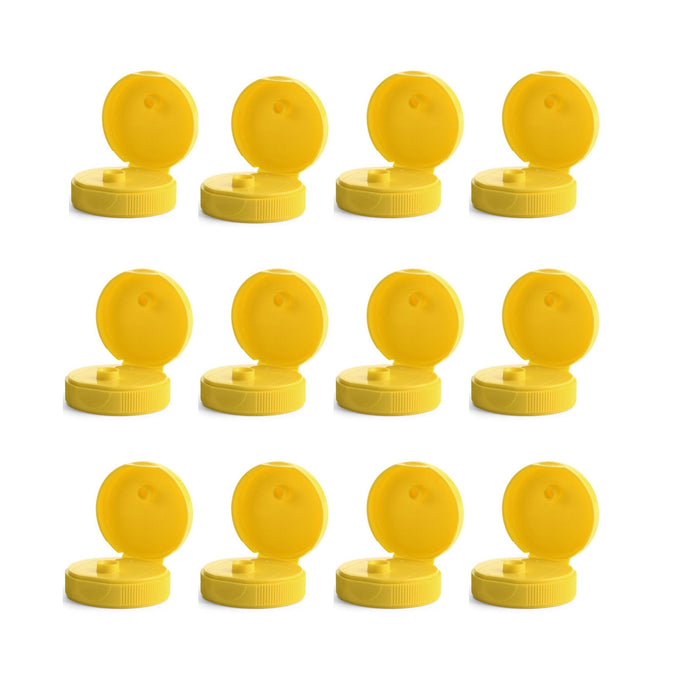 kelkaa Caps Yellow Flip Top Caps with Pressure Sensitive Foam Liner 38/400 (Pack of 12)