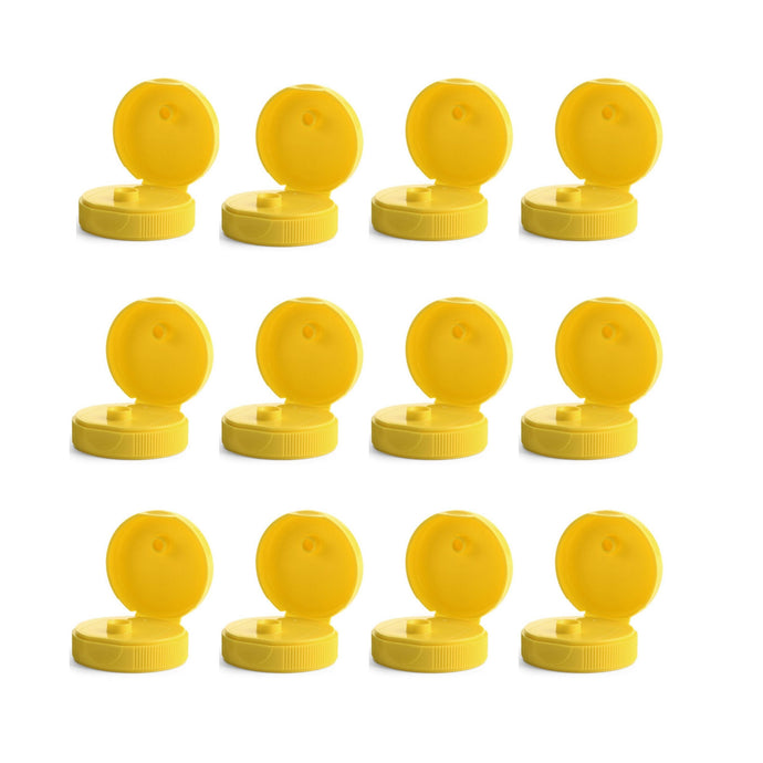 kelkaa Caps Yellow Flip Top Caps with Pressure Sensitive Foam Liner 38/400 (Pack of 12)