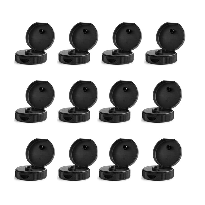 kelkaa Caps Black Flip Top Caps with Pressure Sensitive Foam Liner 38/400 (Pack of 12)