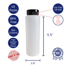 Load image into Gallery viewer, kelkaa 8oz HDPE Plastic Squeeze Bottles with Black Flip Top Caps