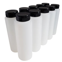 Load image into Gallery viewer, kelkaa 8oz HDPE Plastic Squeeze Bottles with Black Flip Top Caps