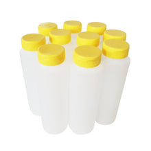 Load image into Gallery viewer, kelkaa 8oz HDPE Plastic Squeeze Bottles with Yellow Flip Top Caps
