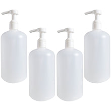Load image into Gallery viewer, kelkaa 32oz Boston Round Plastic Bottles with White Smooth Lotion Pump - 28/410 (Pack of 4)