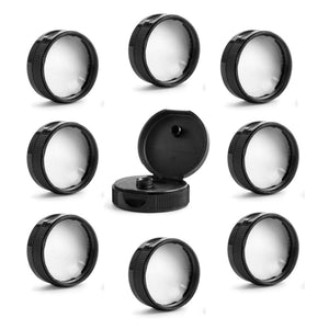 kelkaa Caps Black Flip Top Caps with Pressure Sensitive Foam Liner 38/400 (Pack of 12)