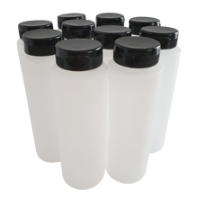 Load image into Gallery viewer, kelkaa 8oz HDPE Plastic Squeeze Bottles with Black Flip Top Caps