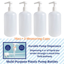 Load image into Gallery viewer, kelkaa 16oz Boston Round Bottles with White Smooth Lotion Pump - 28/410 (Pack of 4)