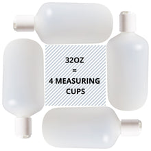 Load image into Gallery viewer, kelkaa 32oz Boston Round Plastic Bottles with White Press Caps - 28/410 Size (Pack of 4)