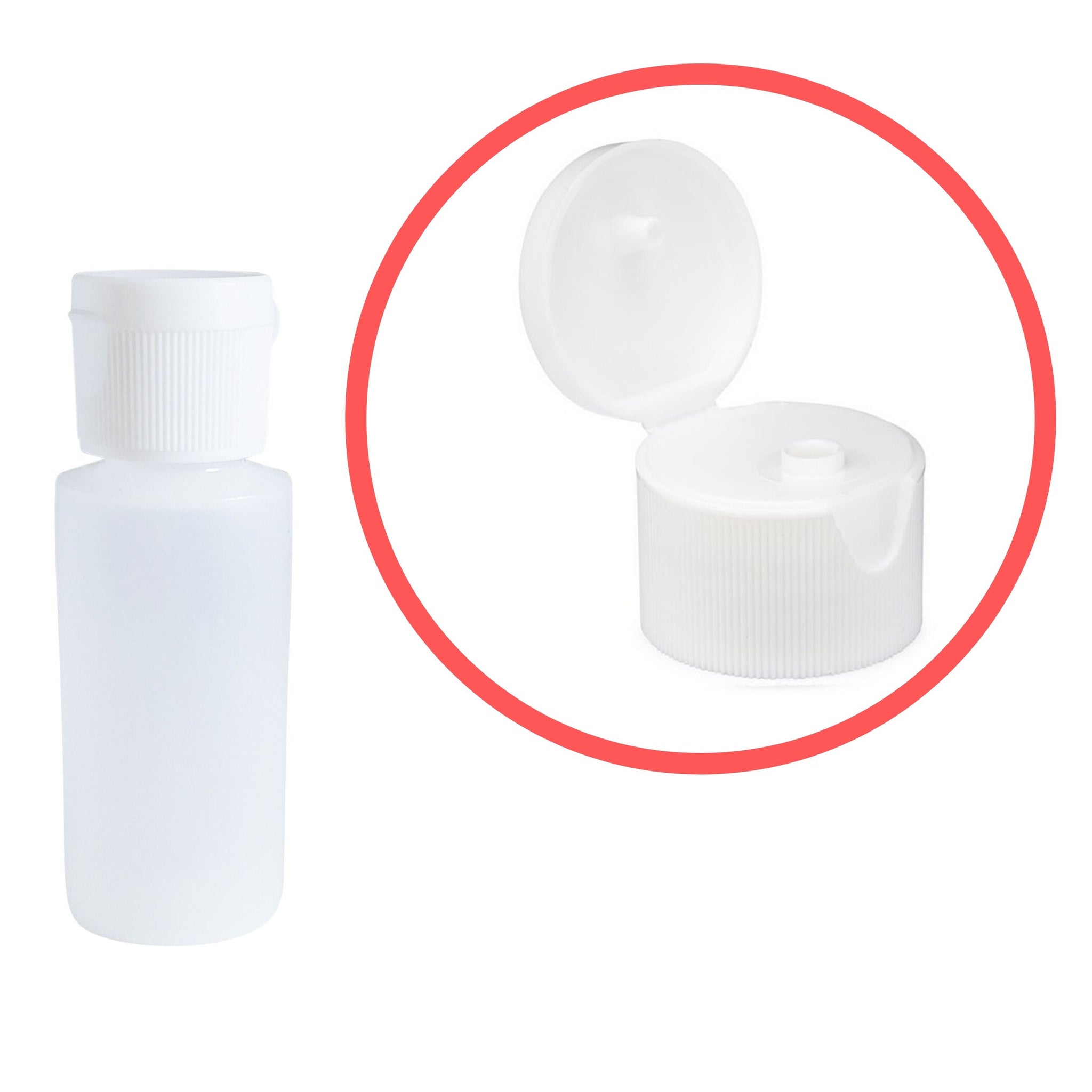 kelkaa 1oz HDPE Plastic Squeeze Bottles with White Flip Caps (Pack of