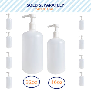 kelkaa 16oz Boston Round Bottles with White Smooth Lotion Pump - 28/410 (Pack of 4)