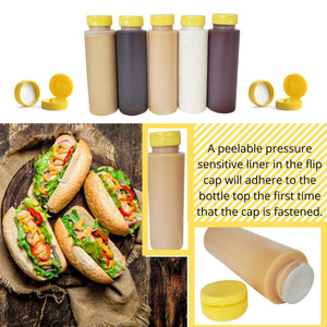 kelkaa 8oz HDPE Plastic Squeeze Bottles with Yellow Flip Top Caps
