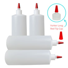 Load image into Gallery viewer, kelkaa 32oz 28/410 HDPE Plastic Bottles with Long Red Tip Caps (Pack of 4)