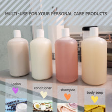 Load image into Gallery viewer, kelkaa 32oz Boston Round Plastic Bottles with White Press Caps - 28/410 Size (Pack of 4)