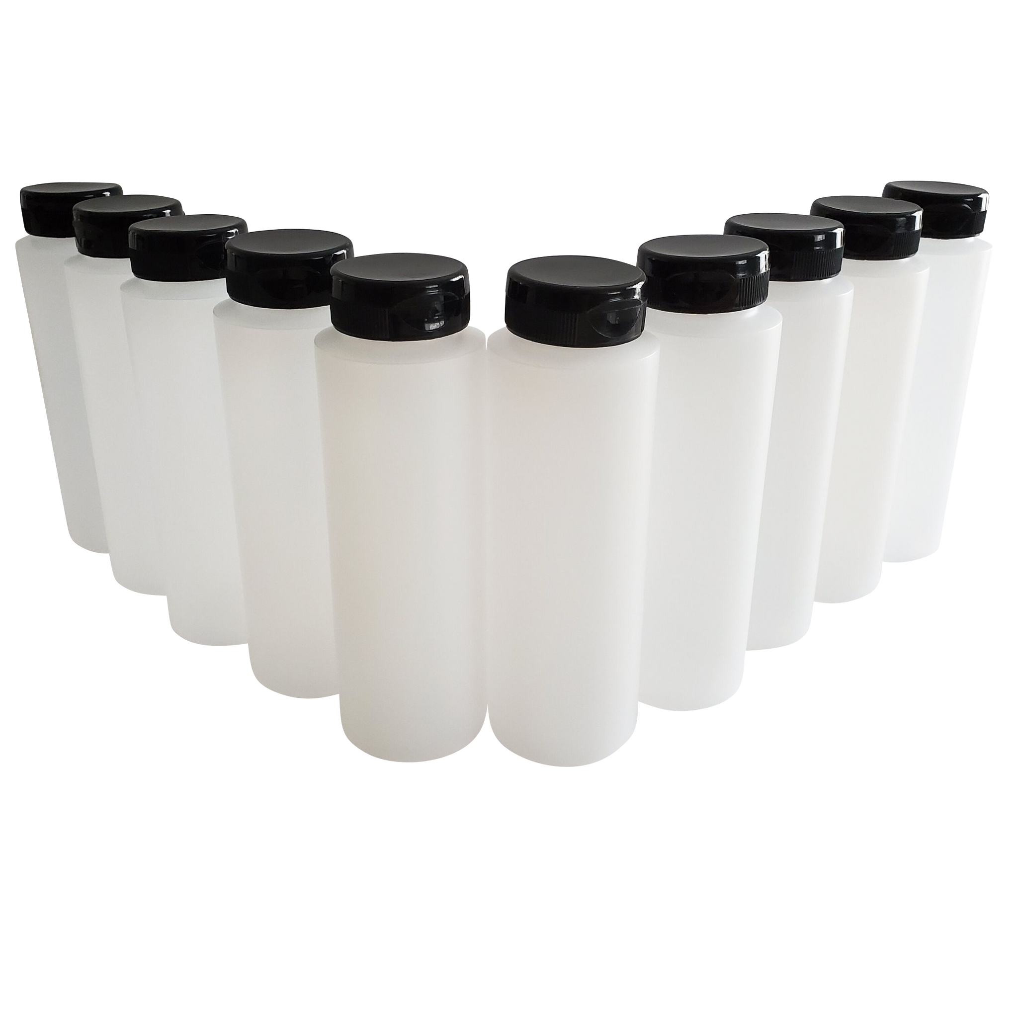 kelkaa 1oz HDPE Plastic Squeeze Bottles with White Flip Caps (Pack of